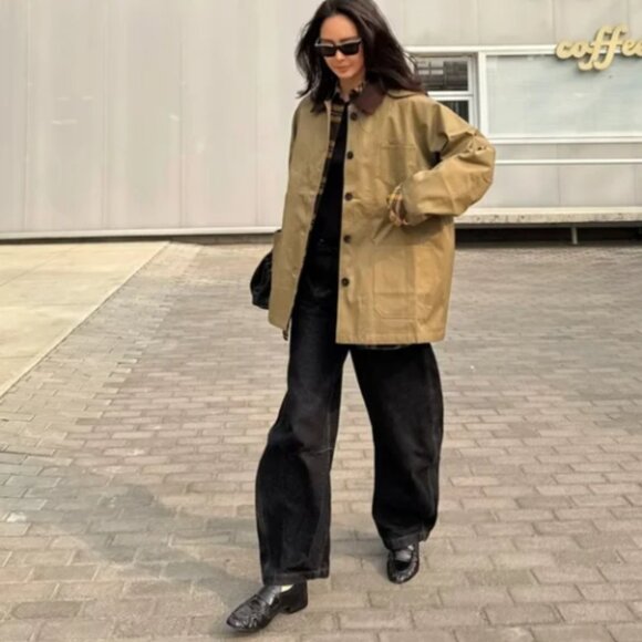 NWT Polo Ralph Lauren Beige Oversize Jacket Corduroy Collar Cuff Size Medium - Picture 2 of 13